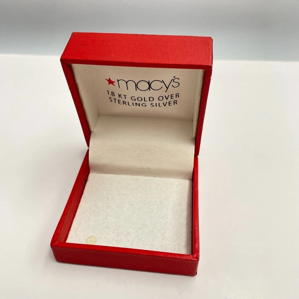 Vintage 80s Macy's Empty Red Gift Box Gold over Silver Tone Replacement Jewelry